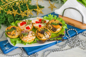 Тарталетки с морепродуктами на Новый год
