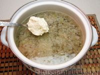 Сырный суп с фаршем и маринованными шампиньонами