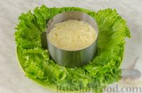 Слоёный салат с маринованными опятами, огурцом и картофелем